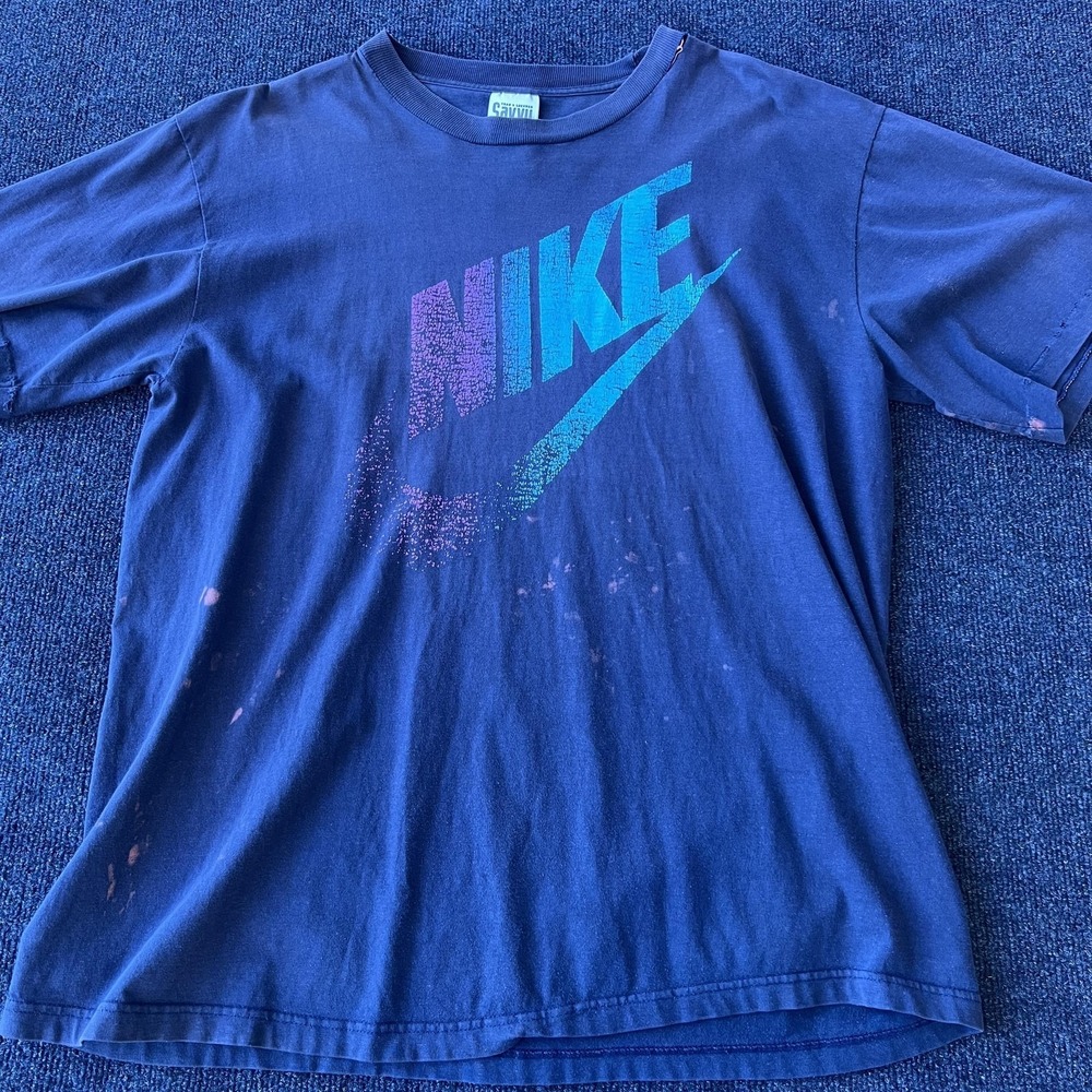 Vintage Nike Shirt Mens Extra Large Blue Savvy Sportswear Swoosh Graphic 90s Tee